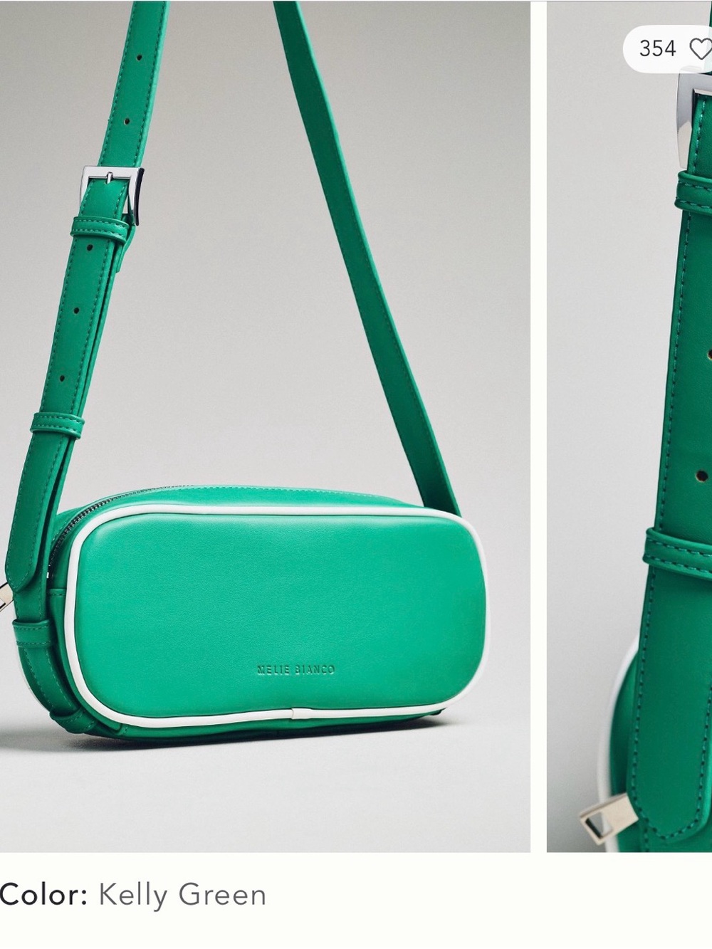 Melie Bianco Kelly Green Crossbody with White Trim